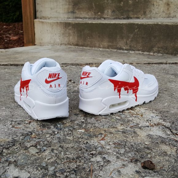 Nike Air Max 90 Red Paint Drip Custom NWT - Picture 5 of 7